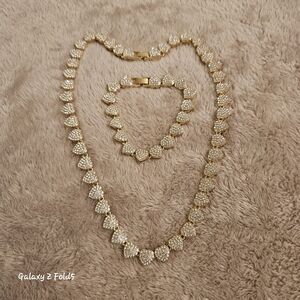 Source Unknown Gold and Silver Heart Necklace Duo